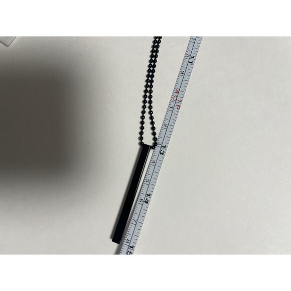 Necklace Men Or Women’s Ball Chain And‎ Black Bar 13” Chain Bar 2” - Picture 3 of 3